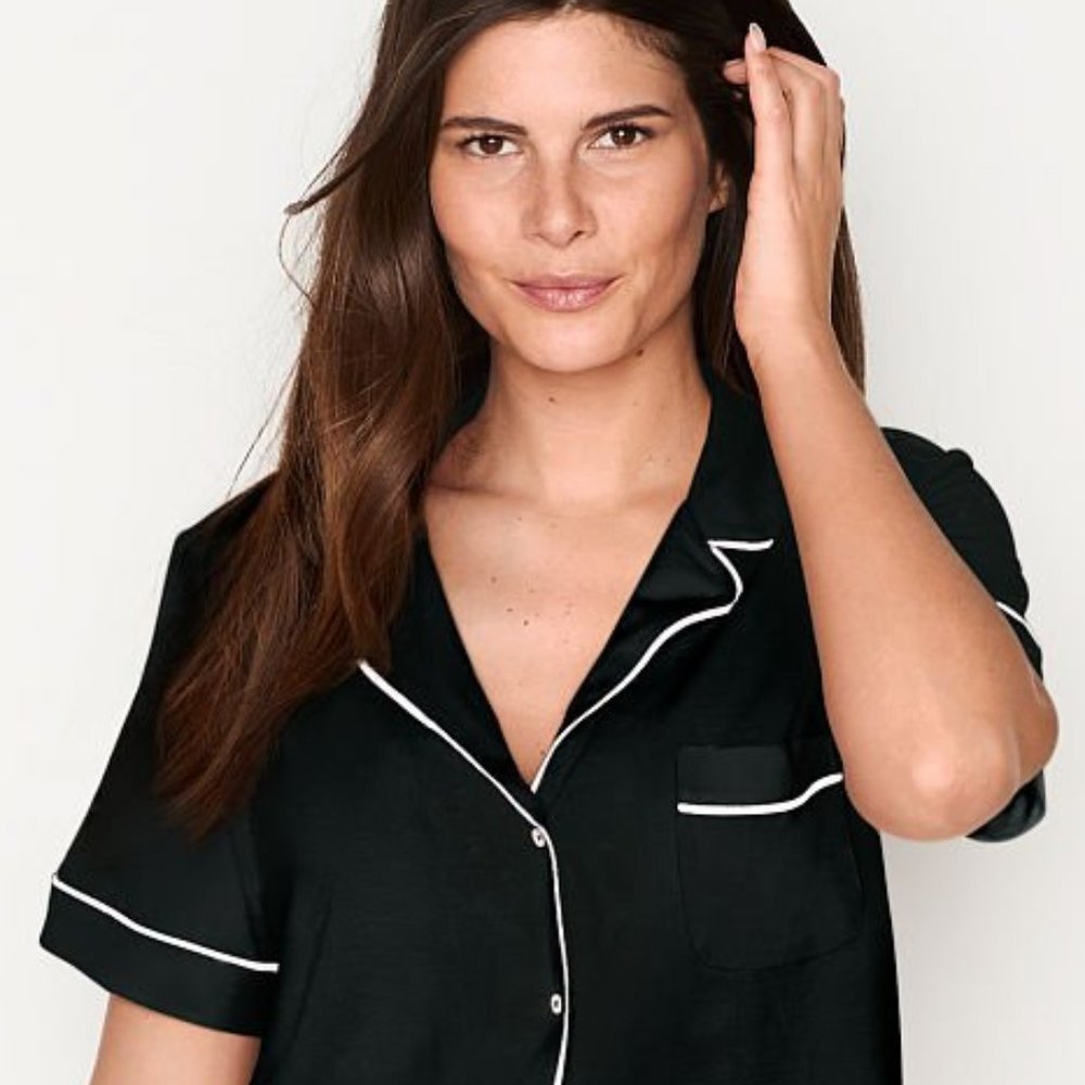 VS XXL Modal Short PJ Set Black with Piping Softest PJs Ever! NWT - Picture 3 of 13